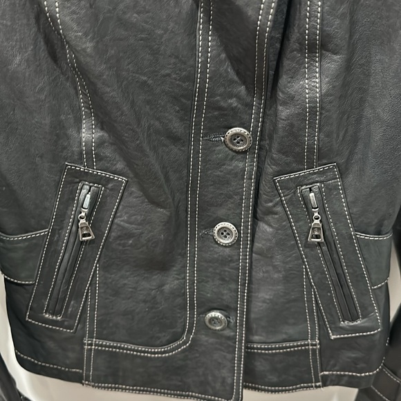 Never worn black military style leather jacket - Picture 3 of 12
